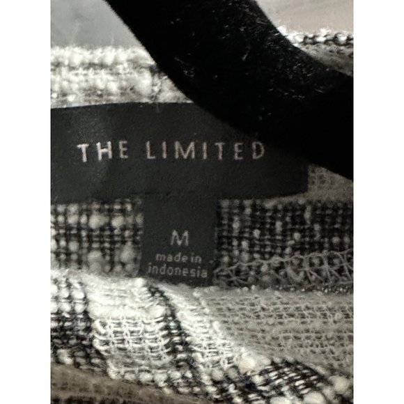 The Limited size M gray plaid back zip textured fabric mock neck long sleeve top - Picture 6 of 10